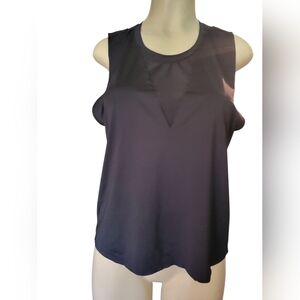 Onzie Black Tank Top with Bib Collar and Mesh Detail